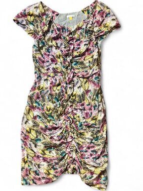 Leifsdottir Feather Fiesta Silk Dress 6 Grey